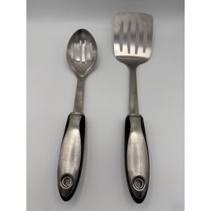 OXO Stainless Steel Slotted Serving Spoon/Spatula Good Grip Set of 2 Heavy Duty